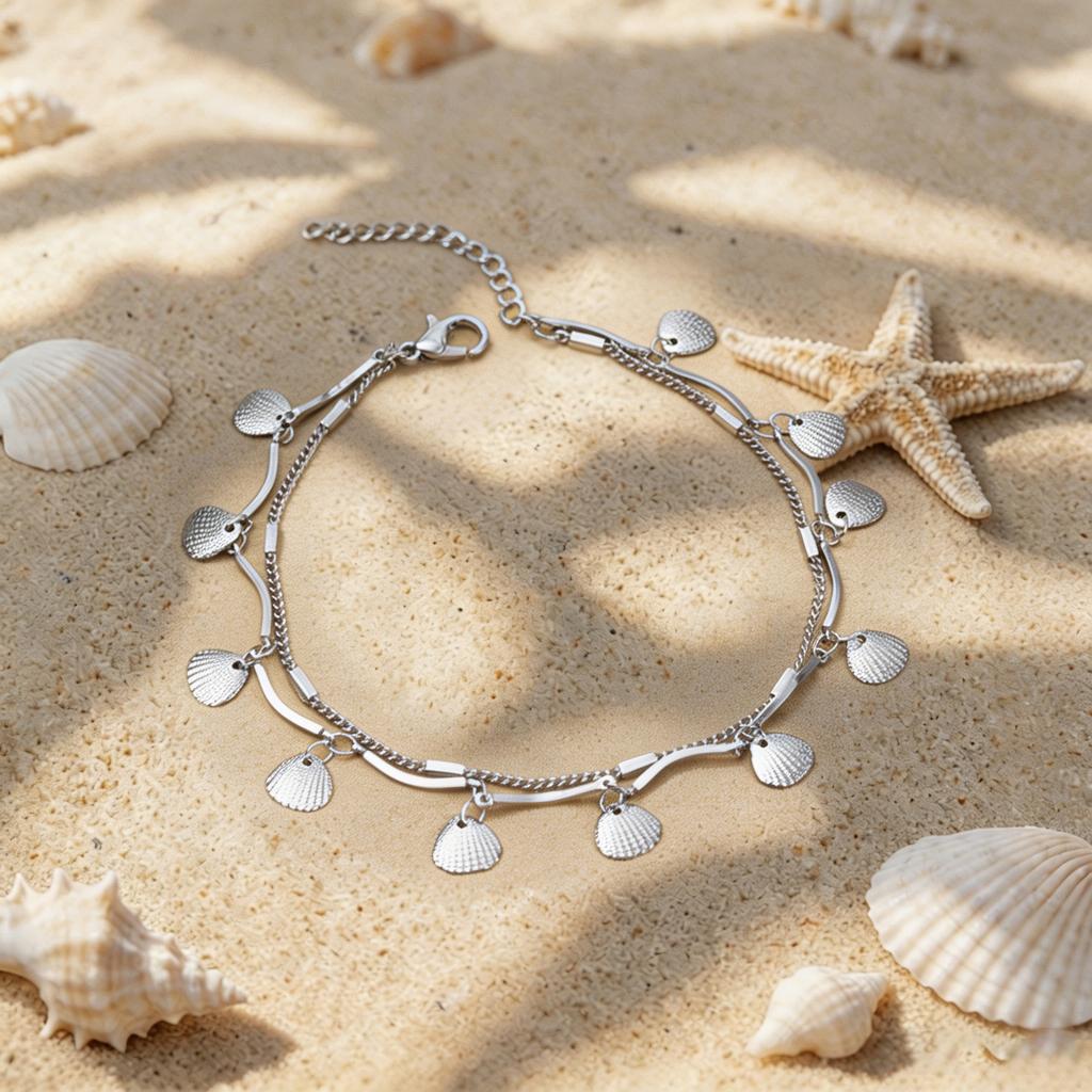 Double-layer butterfly metal cold wind anklet women's niche design sense gold chain foot chain tide