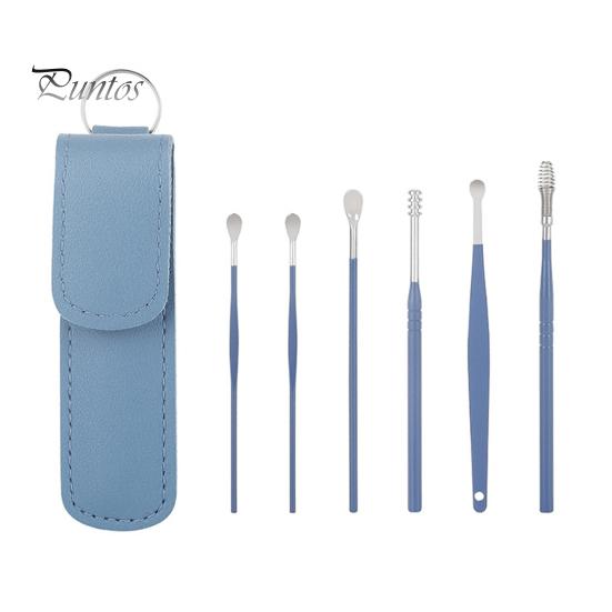 

Набор инструментов для чистки ушной серы, портативный, удобный для путешествий, набор ушных совков с чехлом из искусственной кожи, мягкий спиральный наконечник, профессиональный инструмент для чистки ушей B