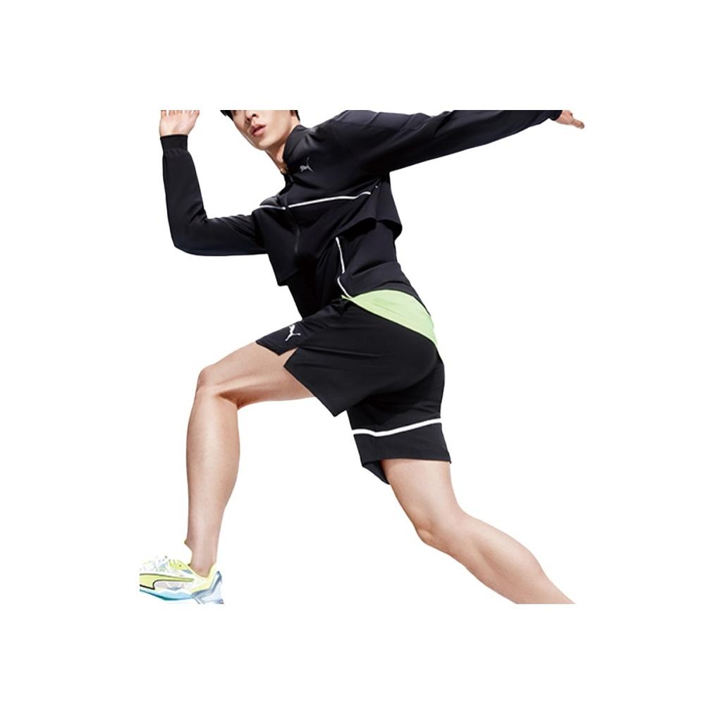 Puma Reflective Stripe Logo Running Shorts Men Bottoms Black 519371-01