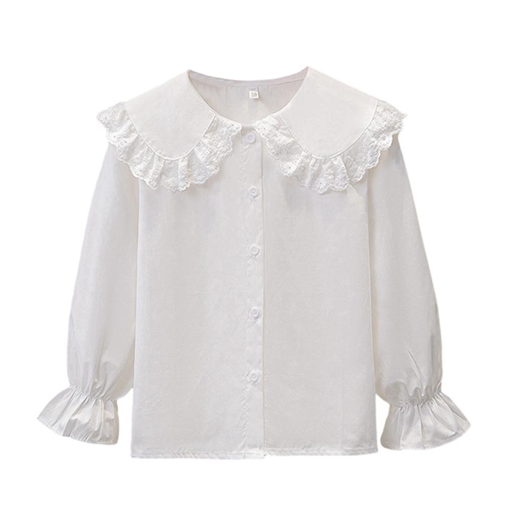 3-14 Years Kids Girls College-Style Long-Sleeve Shirt Button-Down Cardigan 170