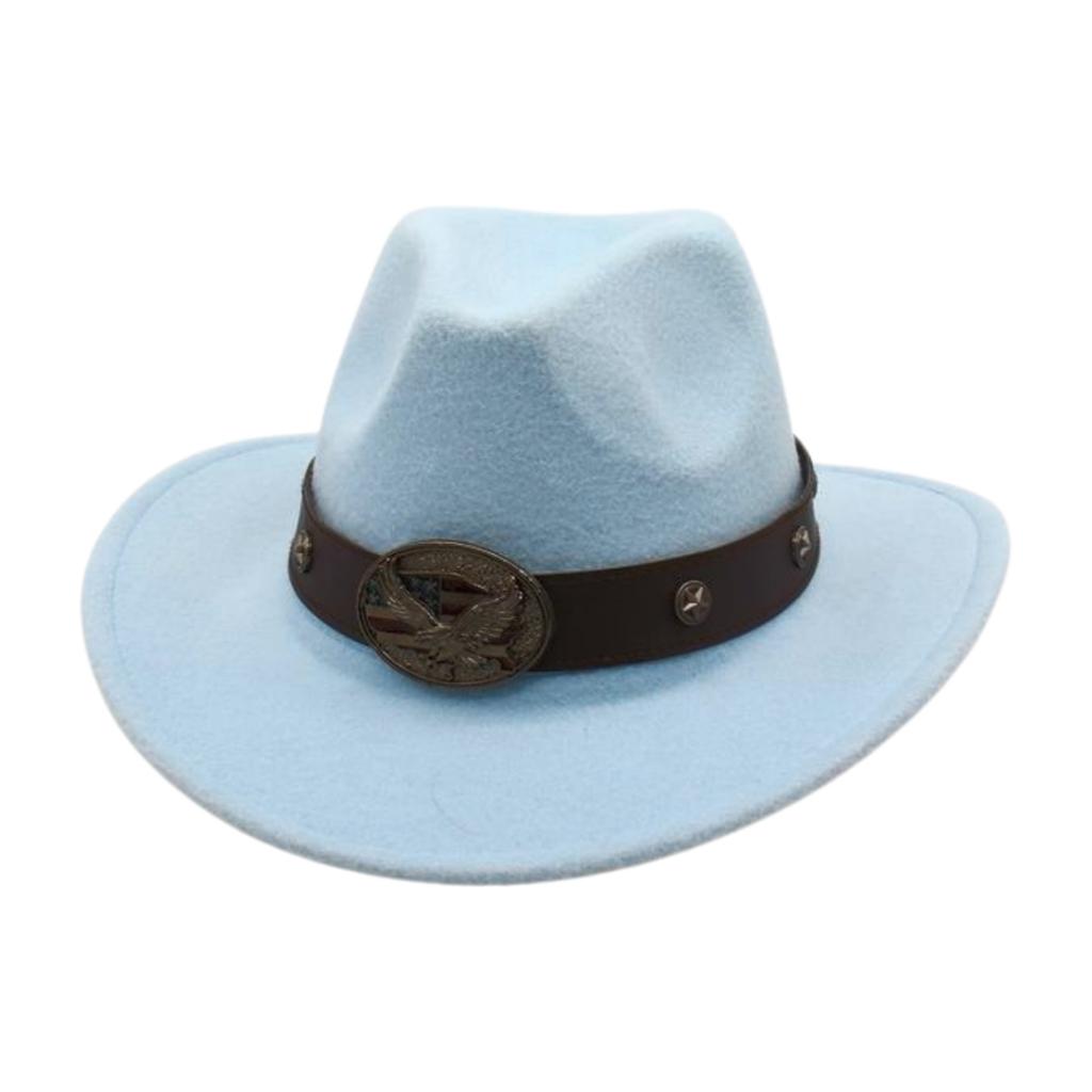 Rolled Brim Ethnic Style Decorative Design Felt Hat Western Cowboy Top Hat