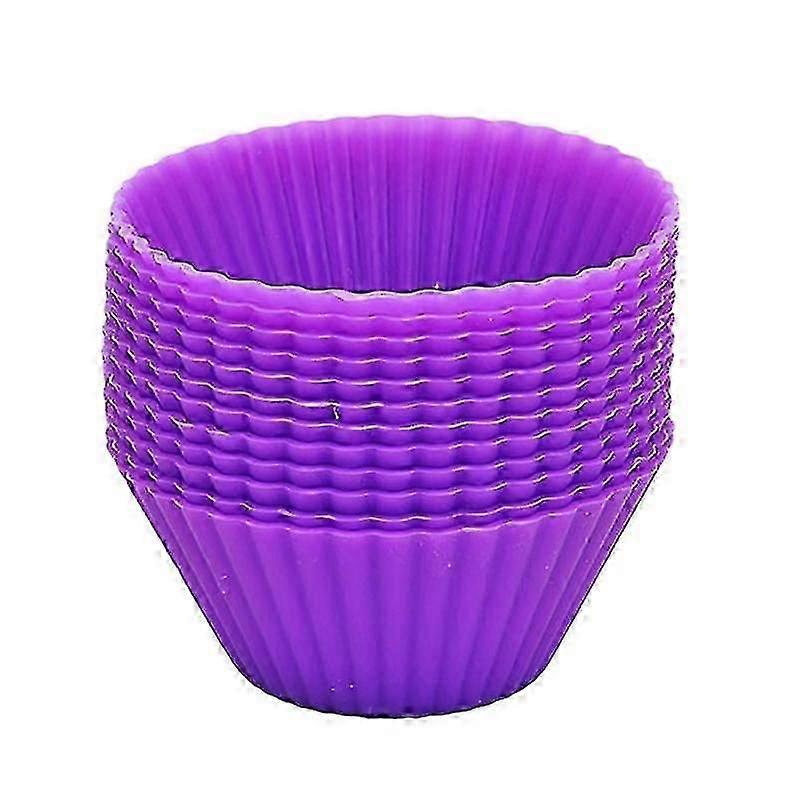10Pcs Round Silicone Cake Muffin Cupcake Mold Maker Reusable Pastry Baking Tool