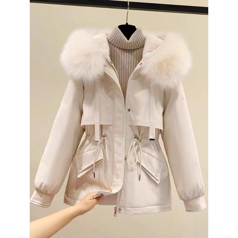 

Pai Overcome Ladies Short Loose Large Size Down Coat Korean Version of Hooded Casual Cotton-padded Jacket in Autumn and Wint Practical Use M