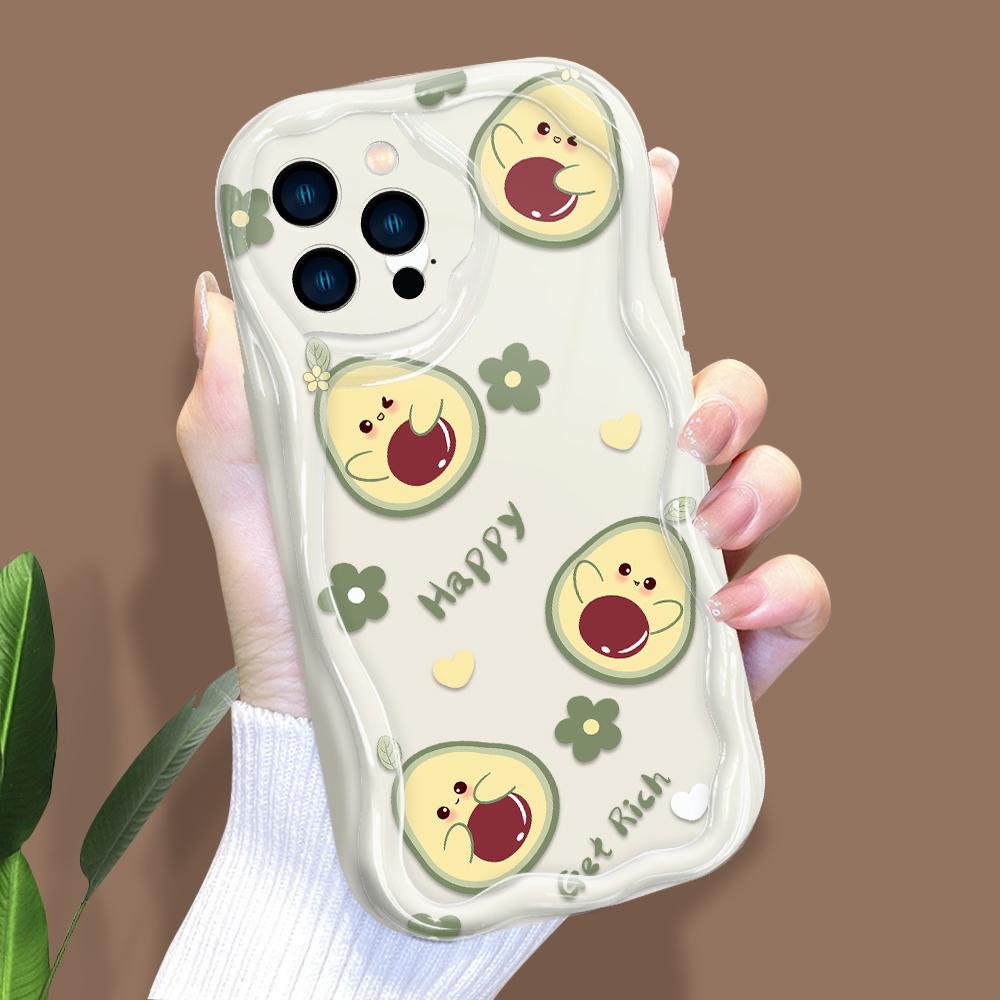 Kreslený vzor krémová textura pouzdro vlnitý okraj měkký silikonový kryt pouzdro na telefon pro iPhone Samsung Huawei Honor Xiaomi Redmi Infinix Tecno