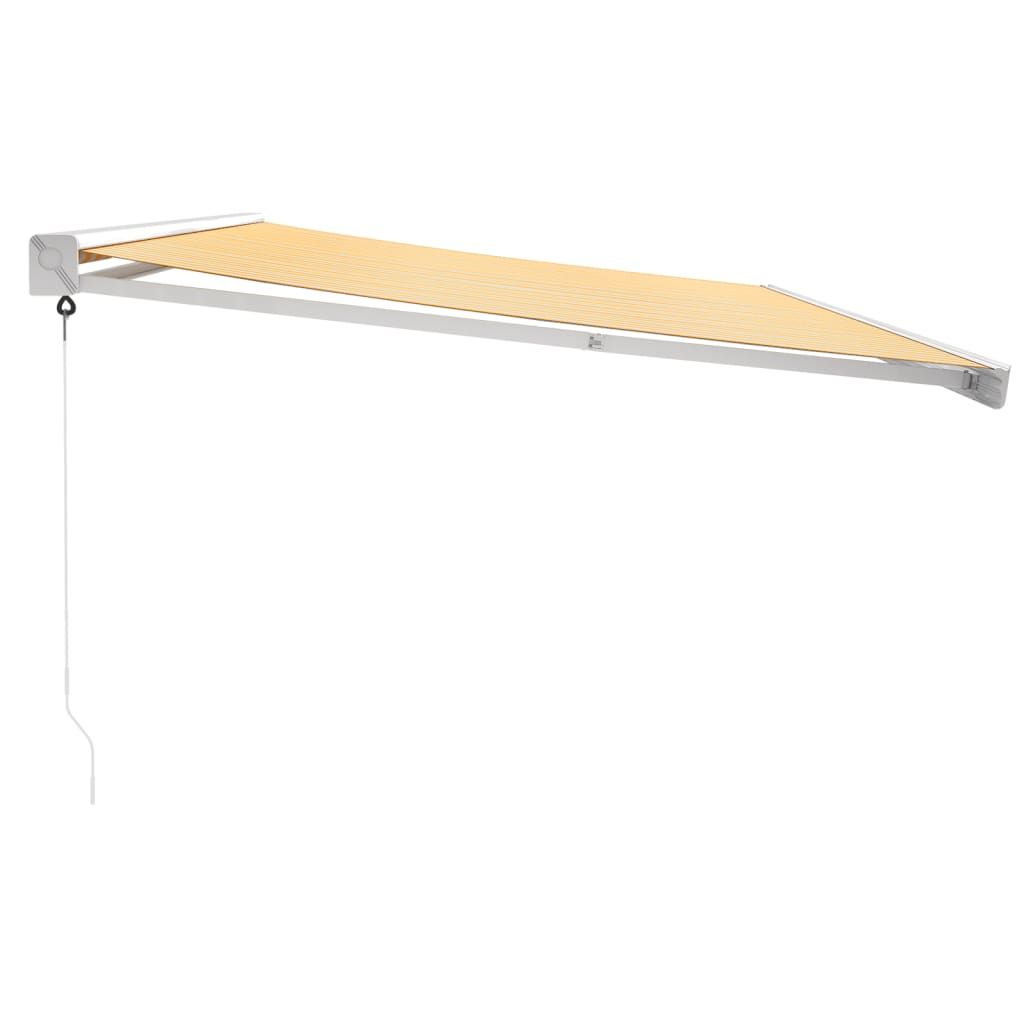 Awning Retractable Yellow and White 5x3 m Fabric and Aluminium