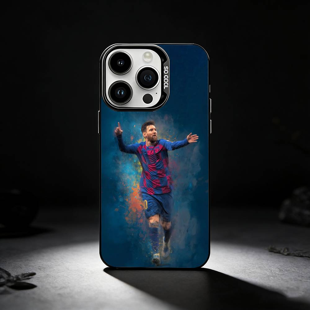 F-Football Lionel Messi-10 Phone Case For iPhone 17,16,15,14,13,12,11 Plus,Pro Max,XS,Colored silver phone case