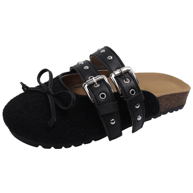 Fashion versatile black bag head platform slippers women's summer wear 2025 new high-end retro Birkencool slippers