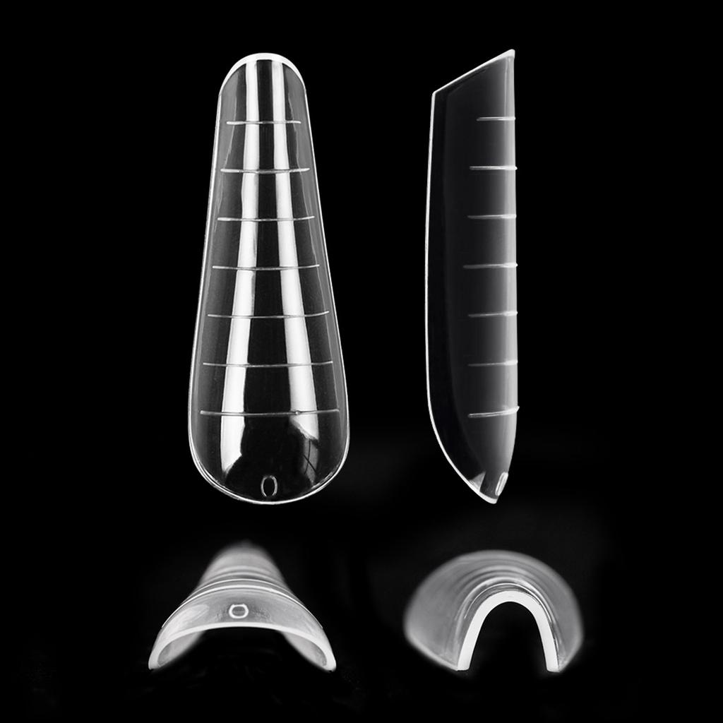 120 stk neglespisser med skala rask forlengelse Gjennomsiktig falske negler Manikyr spikerbygging