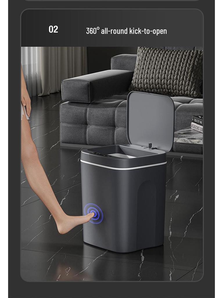 Waterproof Smart Sensor Trash Can with Automatic Lid for Kitchen, Bathroom, and Living Room