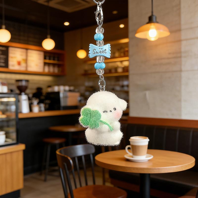 

Resin Dog Pendant Multifunctional Diy Hanging Ornament Flocked Dog Keychain Comfortable Dog Phone Case Ornament For Diy Gift Bag