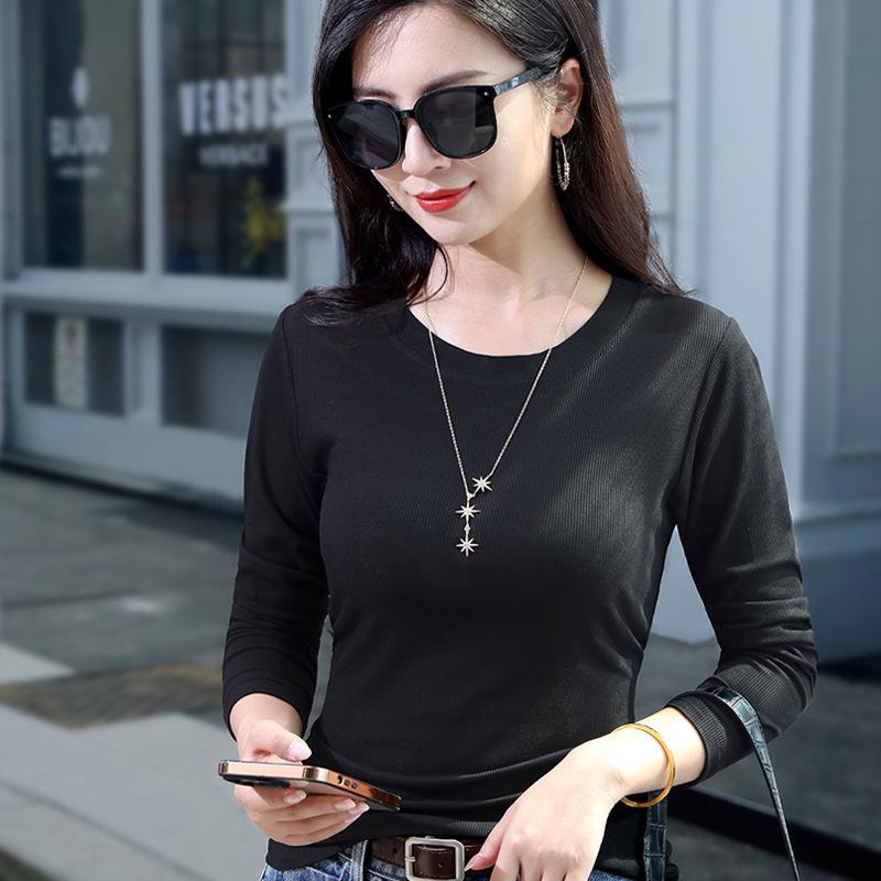 Pulover Tricotat cu Guler Semi-Înalt, Mânecă Lungă, Bumbac Filetat Elastic, Slim Fit Coreean, pentru Femei - Ediție de Primăvară