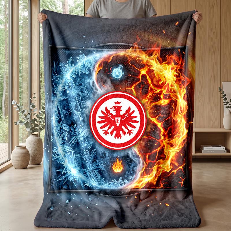 Eintracht Frankfurt Football Print Flannel Blanket, Soft Warm Lightweight Throw Blanket for Sofa Bed Camping