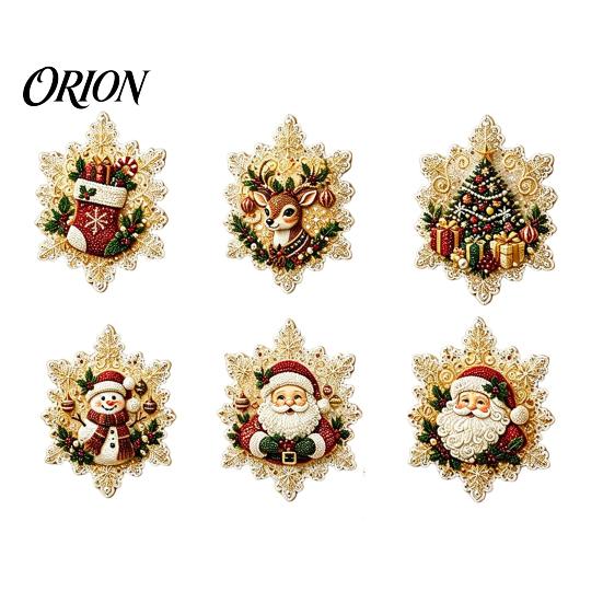 Faux Pearl Painting Decor 6Pcs/Set Fridge Magnets Art Kit, Christmas Snowman Tree Santa DIY Activities Magnets, Mosaic Refrigerator Decorative