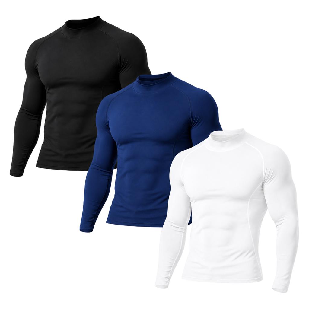 Men's Compression Long Sleeve Shirt Workout Fitness Running Athletic Quick Dry Sweat Wicking High Stretch Performance T Shirt