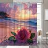 1 x Romantic Seaside Rose Shower Curtain - Waterproof Polyester, Stain Resistant, Perfect for All Season Bathroom Decor