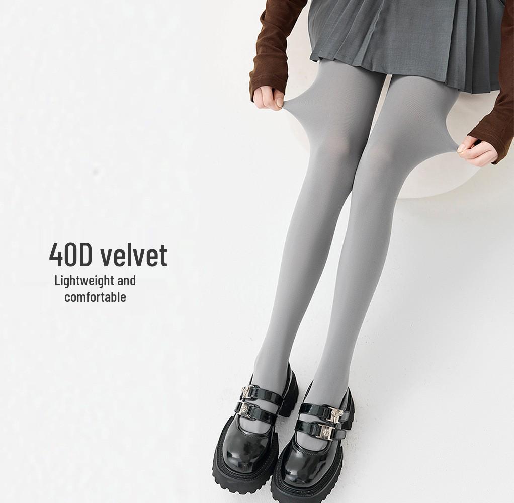 Spring & Autumn 80D Velvet Sheer Tights, Matte Gray Leggings for Women