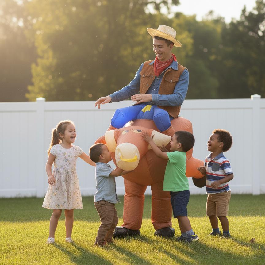 Aufblasbares Cowboy-Kostüm für Erwachsene Lustiger Aufblasanzug zum Aufsitzen Unisex für Weihnachten Thanksgiving Feiertagsgeschenk Party Cosplay