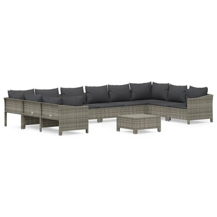 VidaXL Salon de Jardin avec Coussins 11 pcs, Ensemble de Meubles de Terrasse, Mobilier d'Extérieur, Canapé de Patio, 3187307