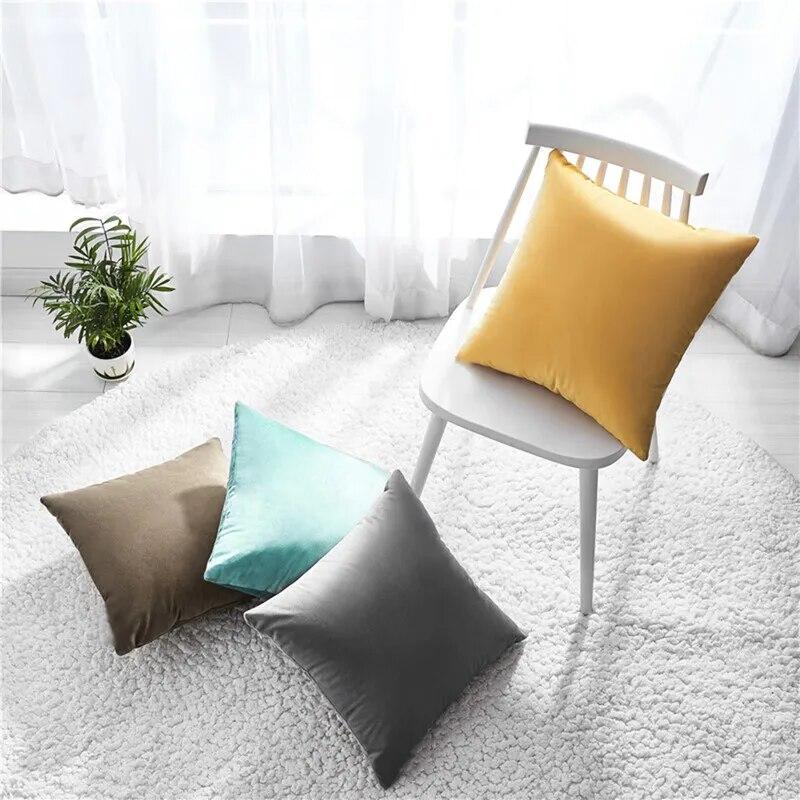 Solid color velvet pillowcase huddle pillowcase Nordic vintage style cushion cover home