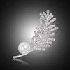 Women Elegant Rhinestone Leaf Pattern Faux Pearl Decor Brooch Pin Jewelry Xmas Gift