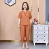 Stylish Age-Reducing Linen Suit for 50-60 Year Old Women - Loose Plus Size Top & Pants Set