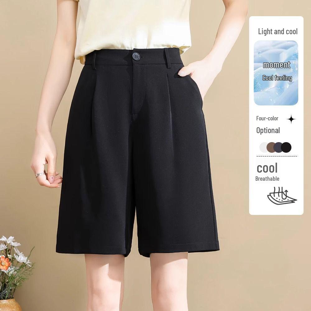 

Women s High Waist Grey Suit Pants - Spring/Summer 2026 Collection, Straight Loose Fit with Narrow Wide Legs for a Slimming, Casual Look. Black Pants