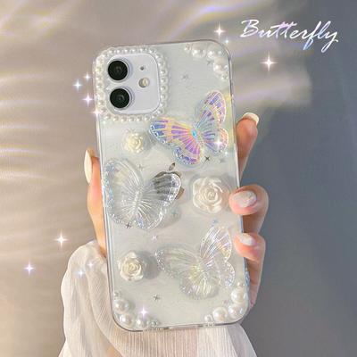 French Retro Three-dimensional Butterfly for Iphone14 Mobile Phone Case 13 for Apple 16ProMax Epoxy 11 Glitter Powder