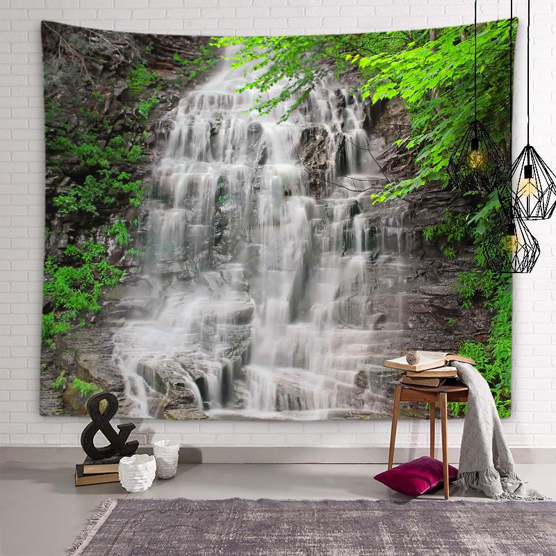 Mountain and Flowing Water Artistic Conception Tapestry Waterfall Wall Art Tapestry Room Personality Decoration Home Decoration