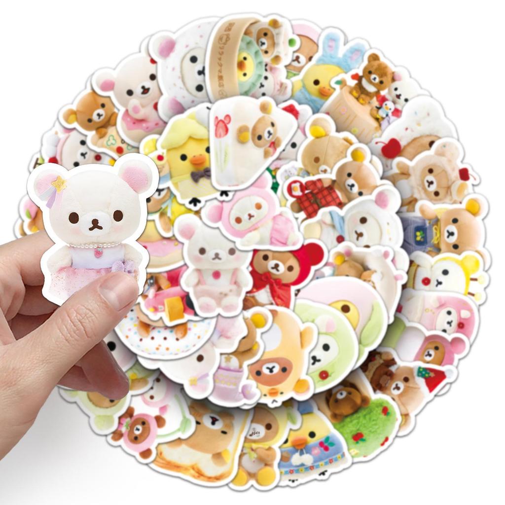 54 Adorable Relax Bear Stickers: Waterproof Cartoon Animal Decorations for Thermos Cups & Notebooks