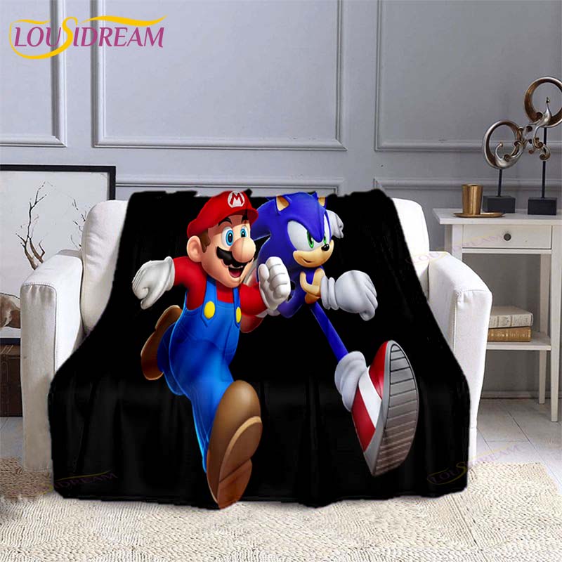 Mario Bros Fashion Blanket Anime Flannel Bed Throw Blanket Soft 3D Printed Cartoon Coverlet Sofa Travel Camping Children Blanket