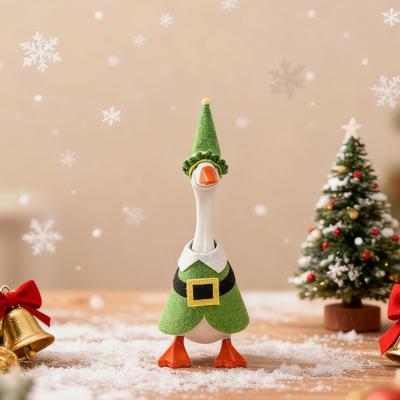 Yousheng Mini Desk Goose Outfit 7 Inch Goose Statue Costume Felt Goose Clothes with Headpiece for Easter St. Patrick Day Table Key Holder Decor