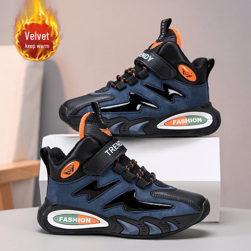 

2025 Winter Waterproof Boys Cotton Shoes - Lightweight, Soft Sole, Plus Velvet, Casual & Warm for Students 28