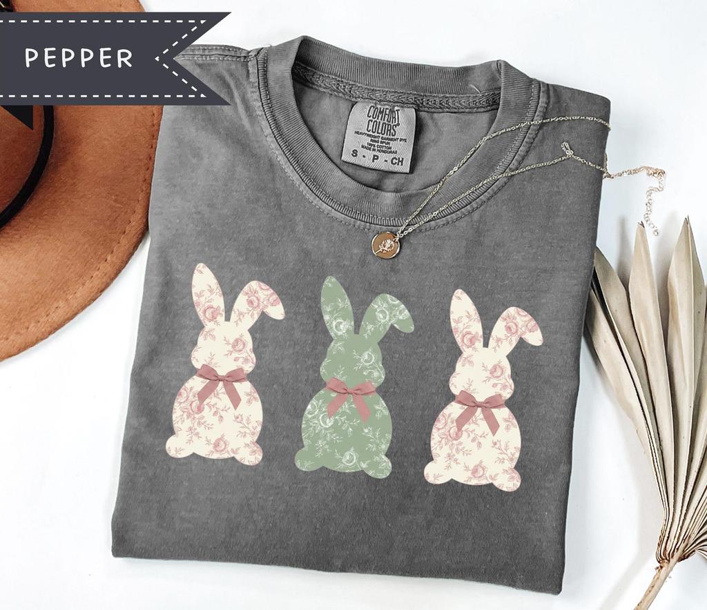 Floral Bunny T-Shirt, Trendy Faith Outfit TWJ, Vintage Easter Bunny Graphic Tee