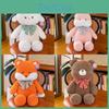 Bowknot Plaid Teddy Bear Sheep Fox Rabbit Plush Toy Stuffed Animal Gift Doll