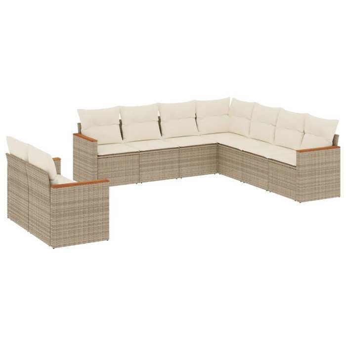 VidaXL Garden Lounge Set with Cushions 9 Pcs, Patio Sofas, Patio Furniture Set, Outdoor Furniture, Beige 3226100