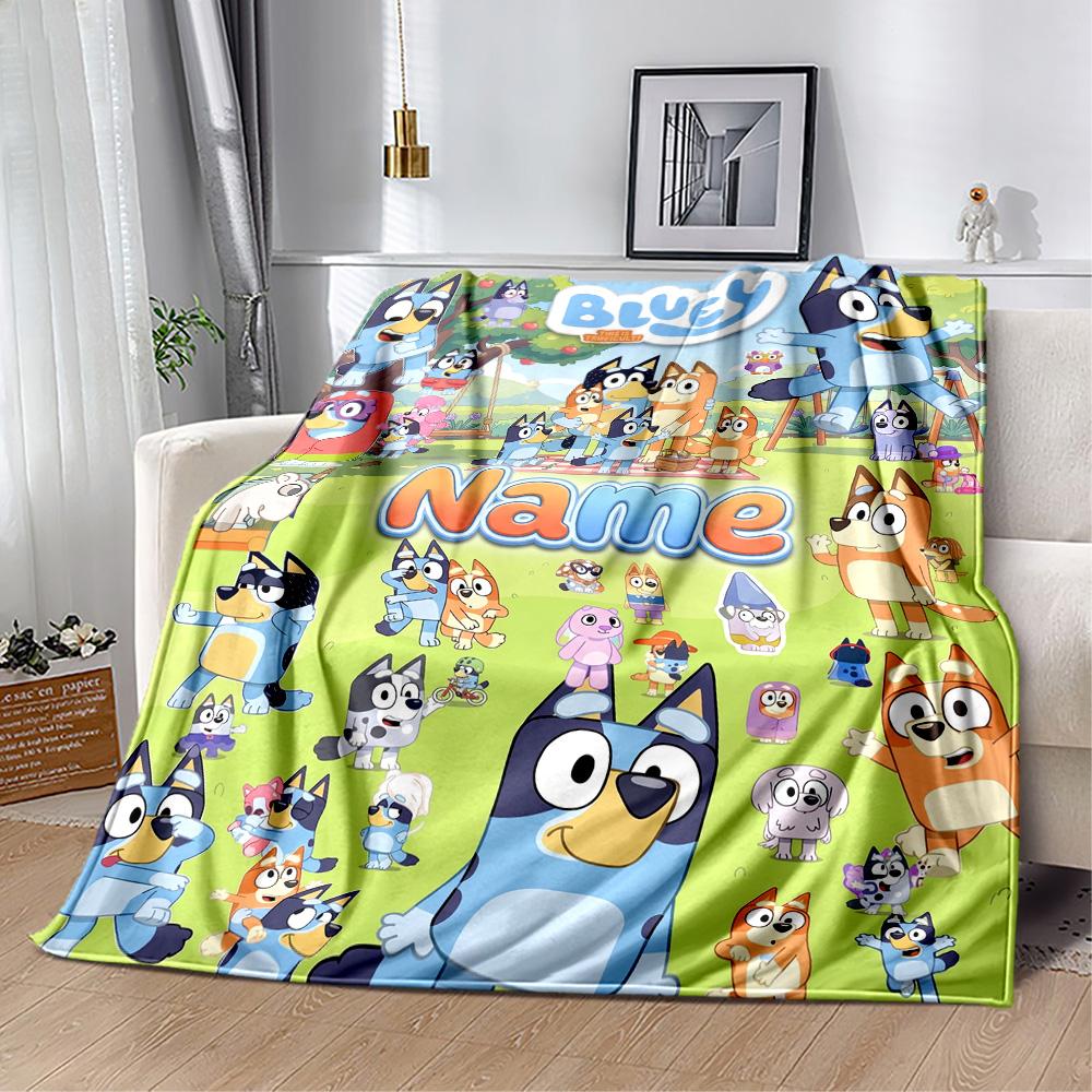 Bluey's Colorful Friends Customize Text Blanket Throw Customizable Blanket Warmthful Decor for Office Bed Chair Sofa Ideal for All Seasons
