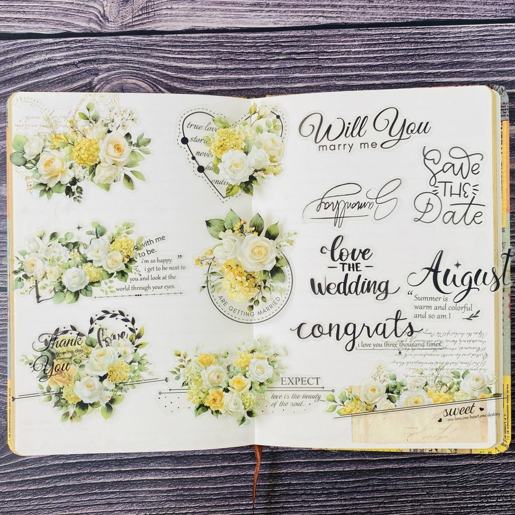 15pcs PET Flowers-themed Sticker Set for Scrapbooking, Collage Decoration, Magazines, Photo Albums, and Card Making