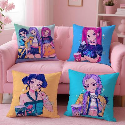 KPopS D-DemonH-Hunters Pillow Case Pattern Printed Pillowcase for Living Room Sofa Cushion Cover & Bedroom Decor