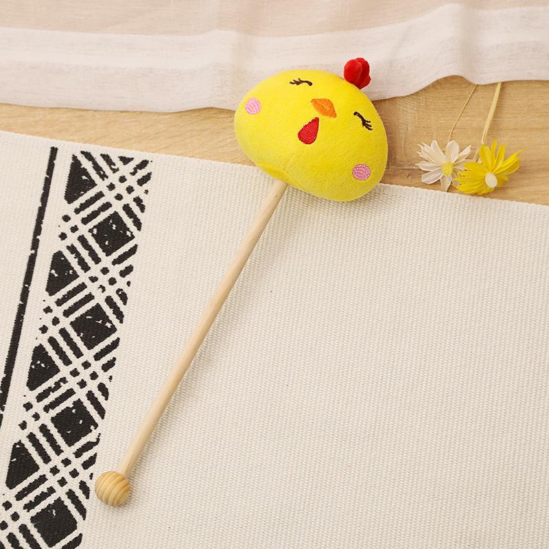 

Animal Cute Plush Back Hammer Stick With Short Plush Fabric Bear Design Yellow Chick