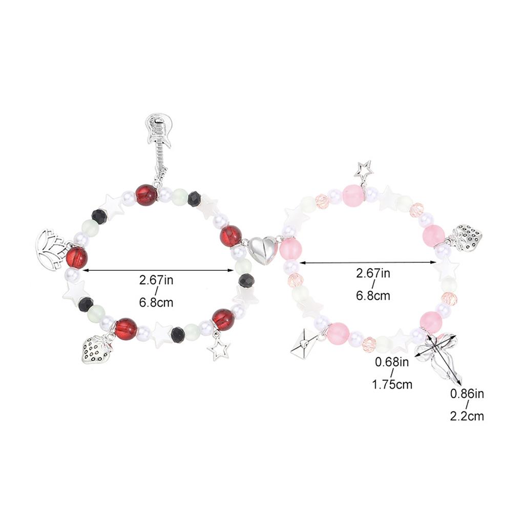 Jordbær Konvolutt Anheng Perle Elastisitet Kjærlighet Par Armbånd Ferie Beste Venn Gave
