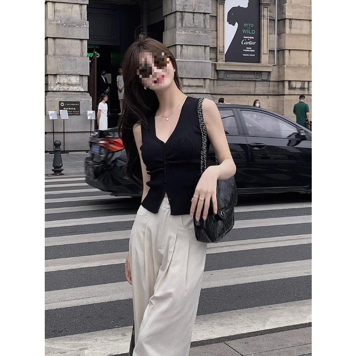 

Stylish Korean Slimming Knit Camisole - Backless, Tie-Up Design for Women One Size чёрный