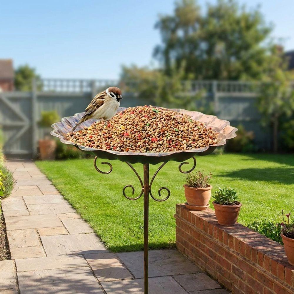 5-Pronged Base Iron Bird Bath Feeder Retro Standing Bird Bath Bird Water Drinker  Porch