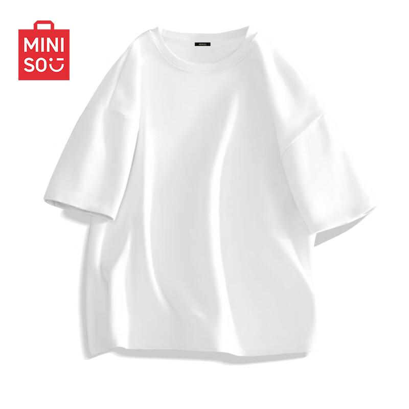 MINISO Unisex Pure Cotton Loose Fit Solid Color Short Sleeve T-Shirt