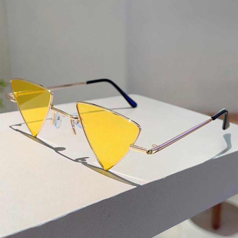 Vintage Triangle Sunglasses  New In Retro Metal Rim Outdoor Casual Shades Women Luxury Brand Design Decor Sun Glasses