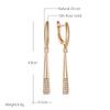 Fashion  Rose Gold Color Long Drop Earrings For Women Girl Mosaic Natural Zircon Accessories High Quality Daily Jewelry