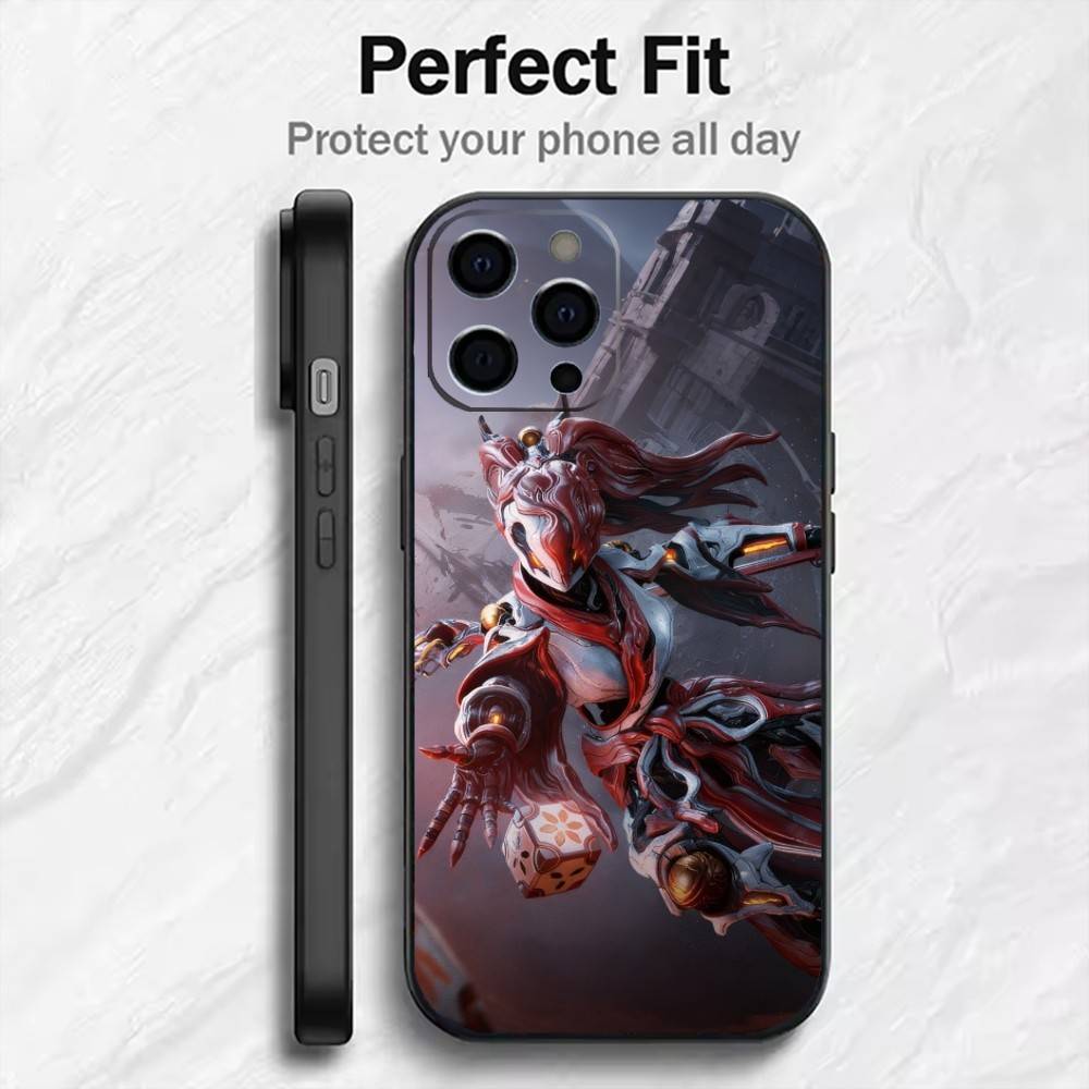 Cool Mecha Warframe Game Printing Phone Case For iPhone17,16,15,14,13,12 Plus,Max Soft Silicone Black Cover