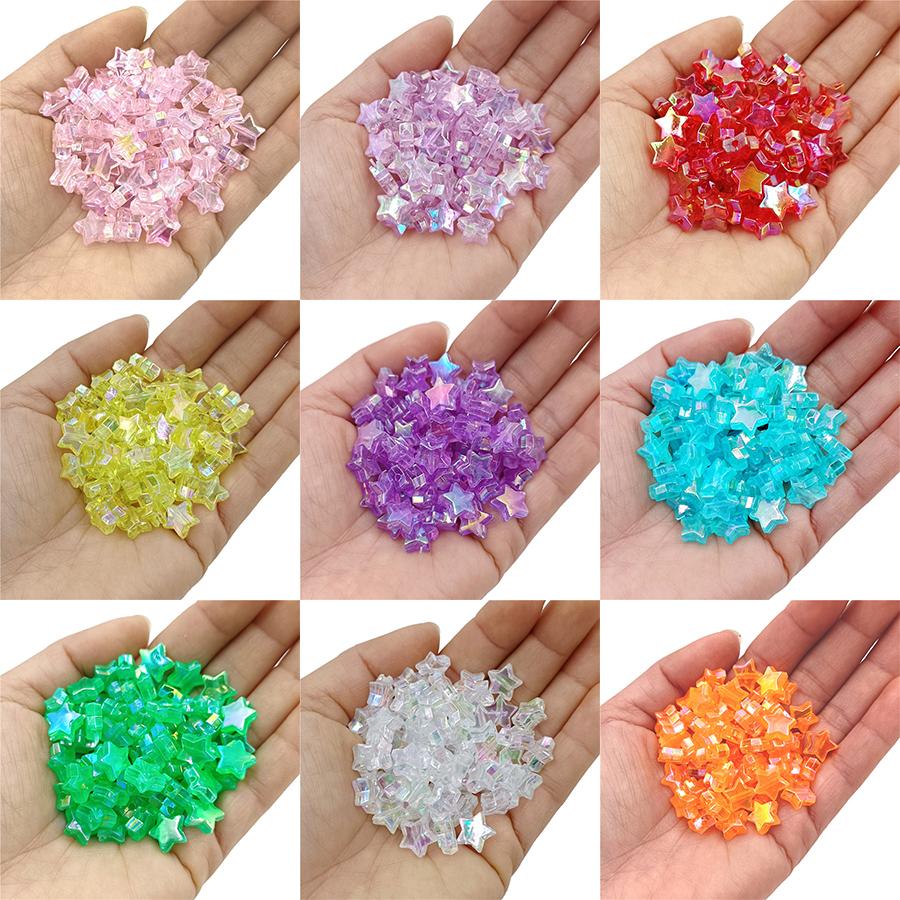 Artículos para fiestas en casa, moda, hechos a mano para hacer joyas, cuentas espaciadoras sueltas de color AB de pentagrama multicolor de alta calidad, cuentas de estrella elaboradas, 40 piezas nuevas