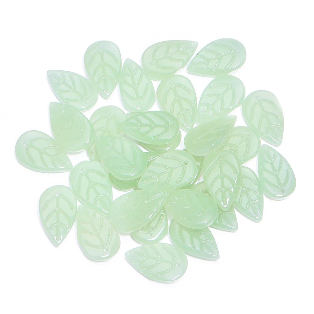 ZW47 10.5x17.5mm Petite Leaf Shape Glass Bead Texture Exquisite Lampwork Spacer Czech Jewelry Handmade Bracelet Trend Material