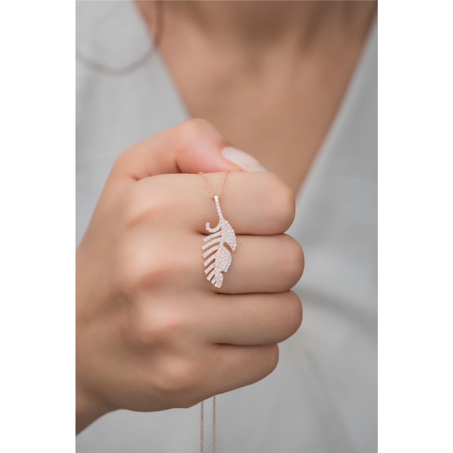 

Ожерелье с перьями птицы из стерлингового серебра 925 пробы с цирконием