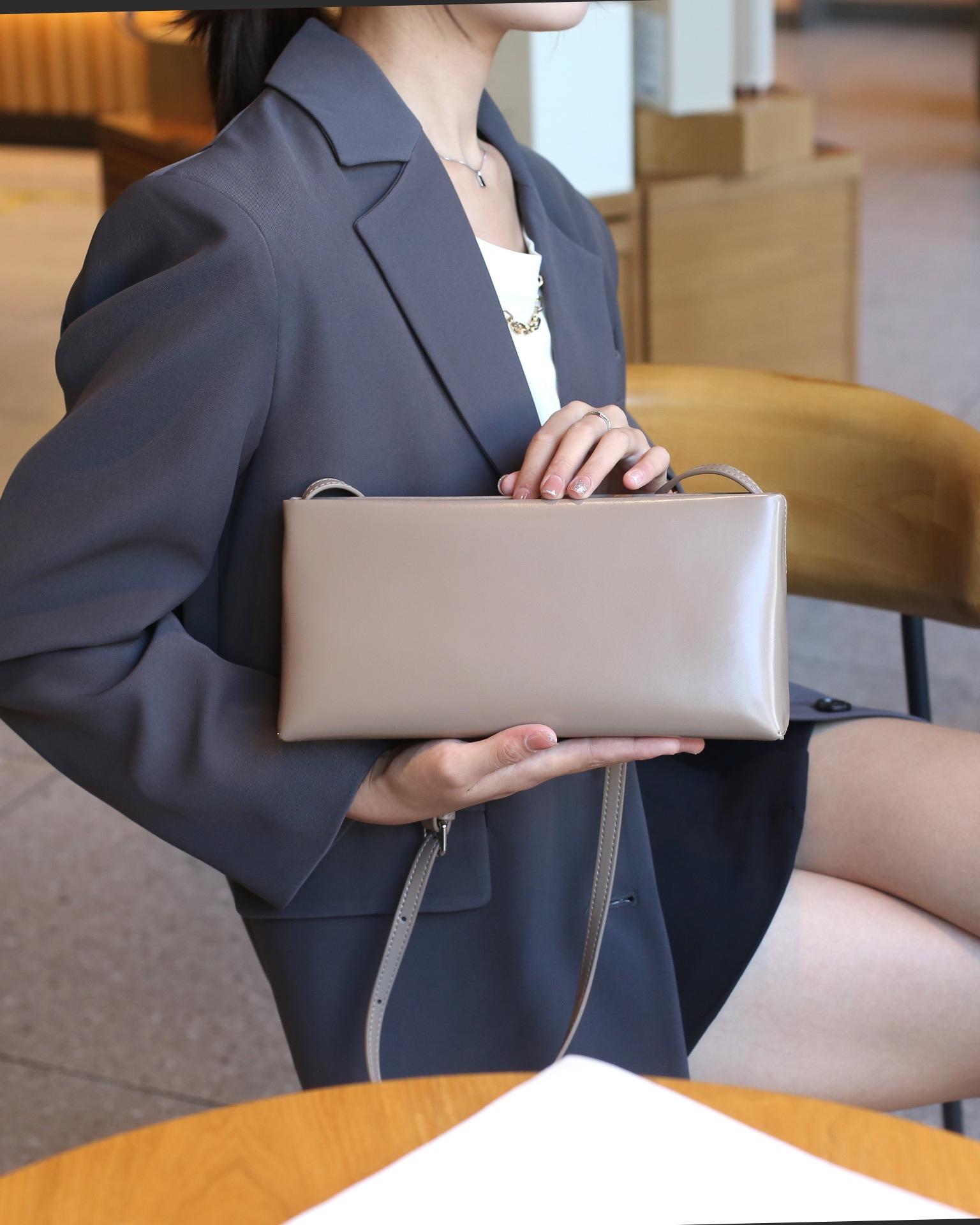 

Винтажная сумка через плечо для женщин из расщепленной коровьей кожи во французском стиле, простые сумки через плечо для женщин (20cm<Max Length<30cm) светло-серый